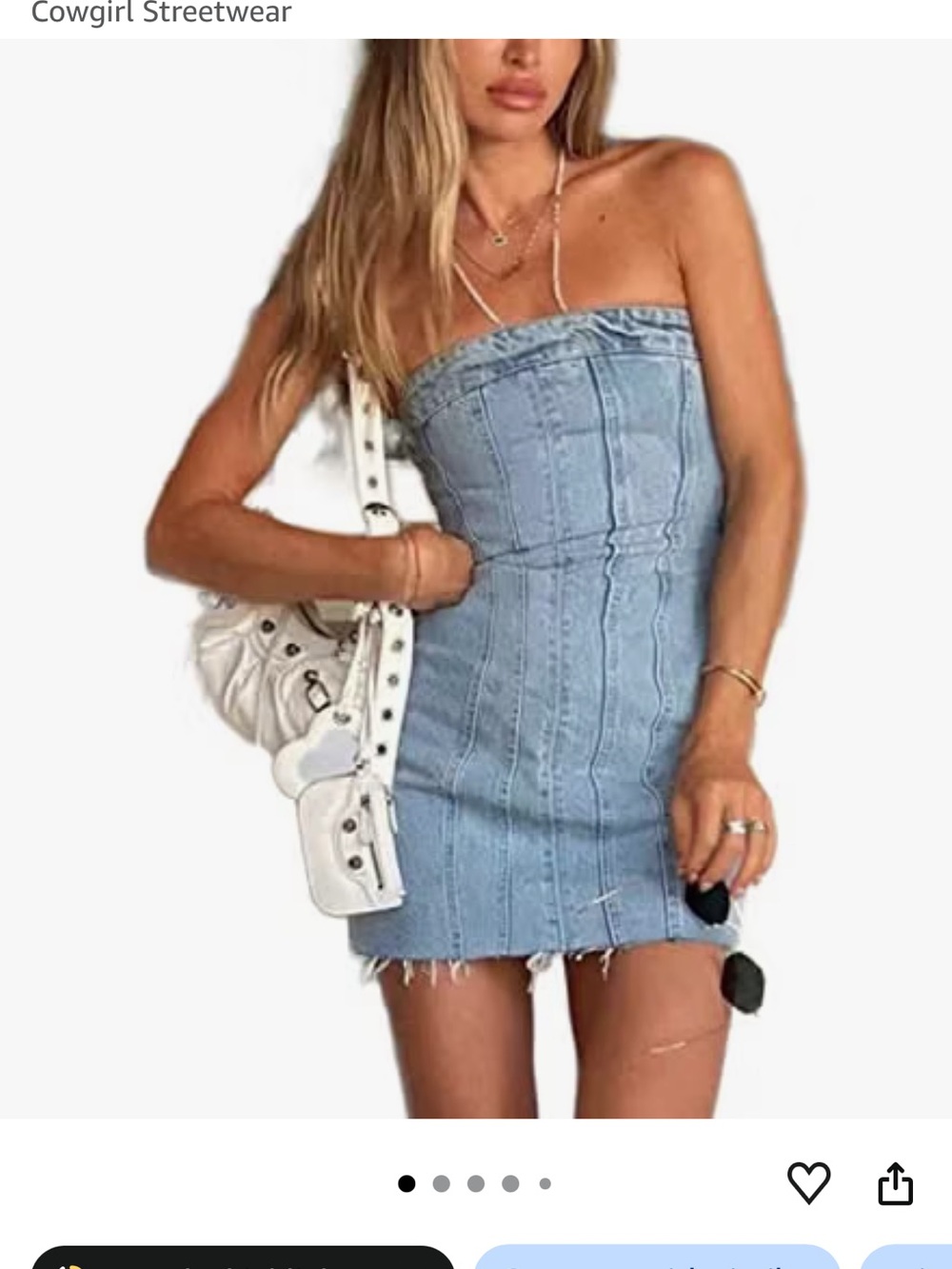 Strapless Light Blue Denim Mini Dress -